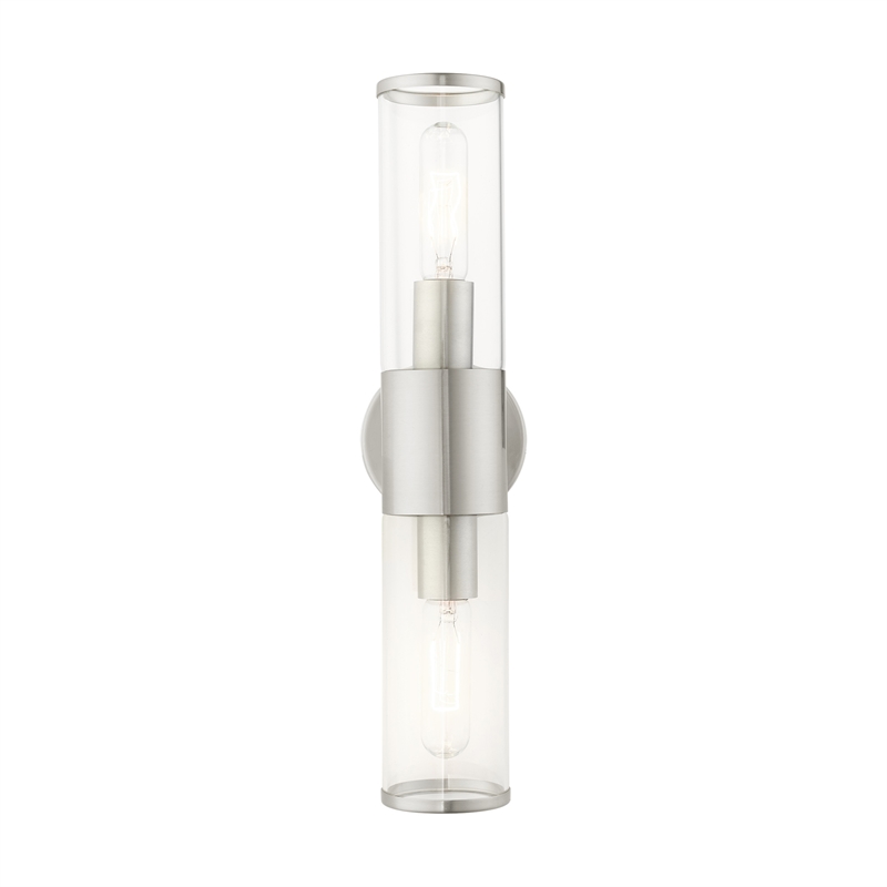 Beaumont Lane 2-Light Metal & Glass ADA Vanity Sconce in Brushed Nickel