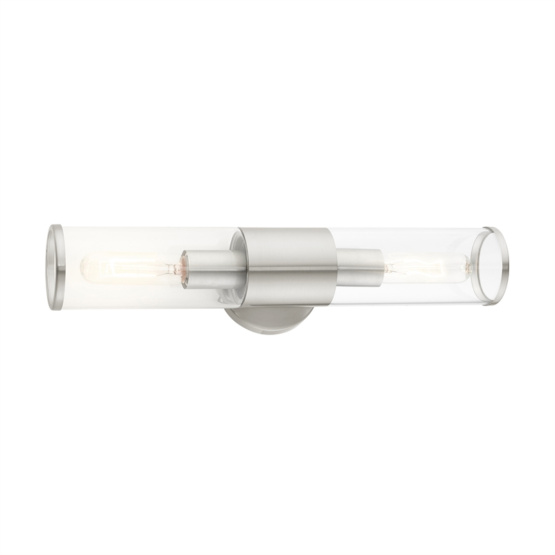 Beaumont Lane 2-Light Metal & Glass ADA Vanity Sconce in Brushed Nickel