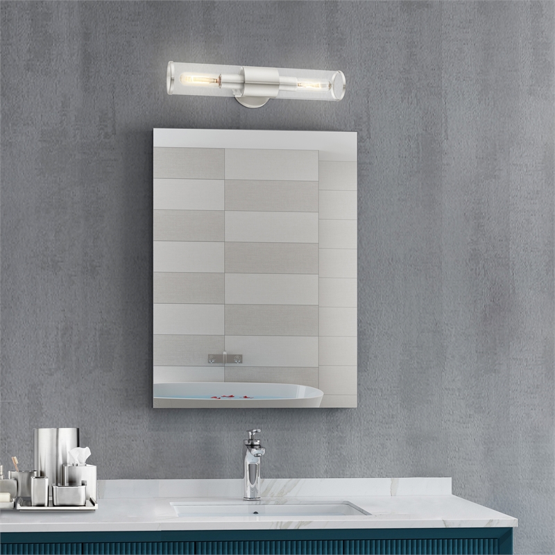 Beaumont Lane 2-Light Metal & Glass ADA Vanity Sconce in Brushed Nickel