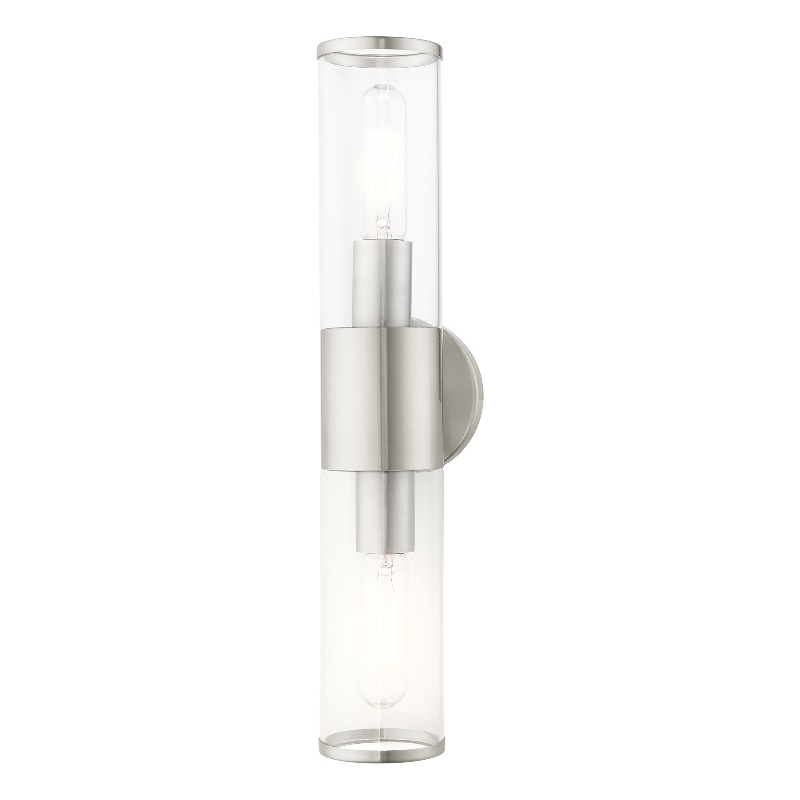 Beaumont Lane 2-Light Metal & Glass ADA Vanity Sconce in Brushed Nickel