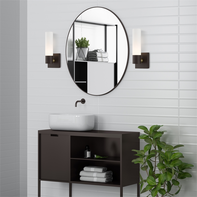 Beaumont Lane Contemporary 1-Light Twist Lock Metal Single Sconce in Bronze