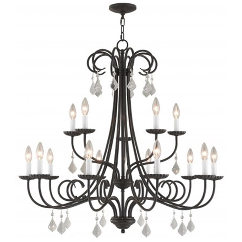 Beaumont Lane Contemporary 15 Light Foyer Chandelier in English Bronze