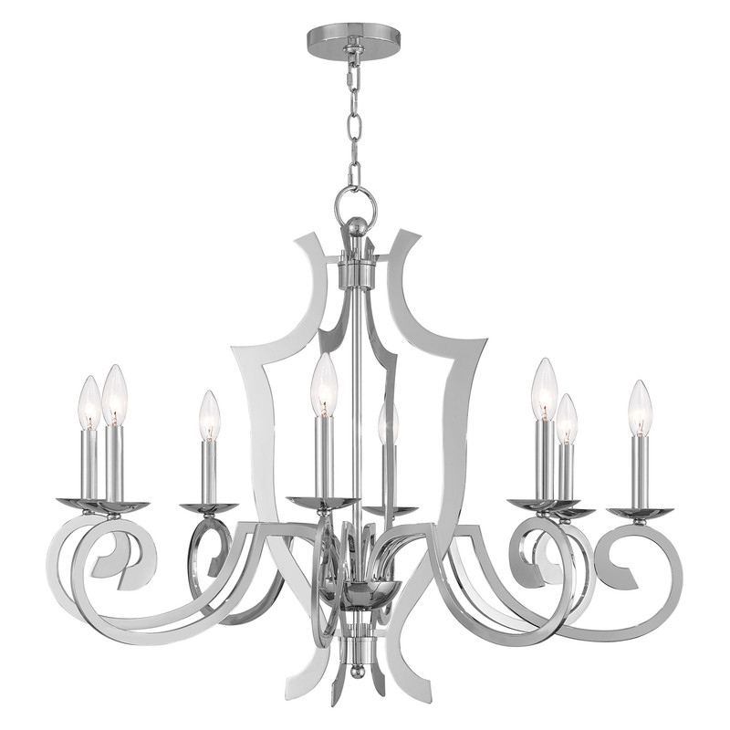 Beaumont Lane Contemporary 8 Light Chandelier in Polished Chrome