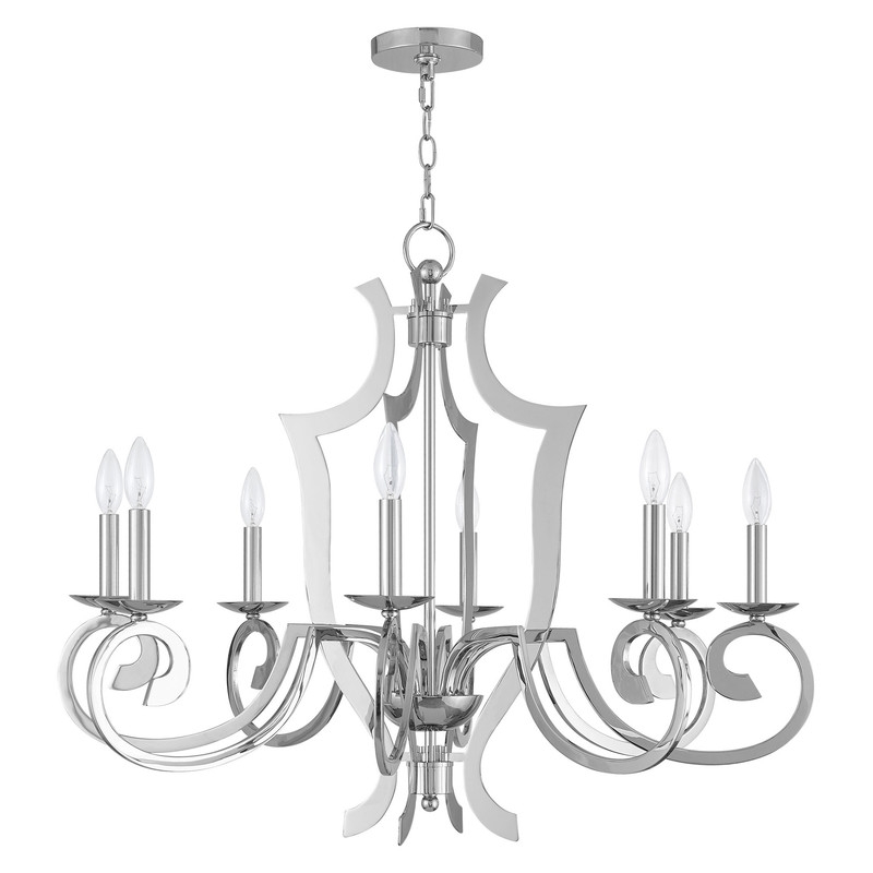 Beaumont Lane Contemporary 8 Light Chandelier in Polished Chrome