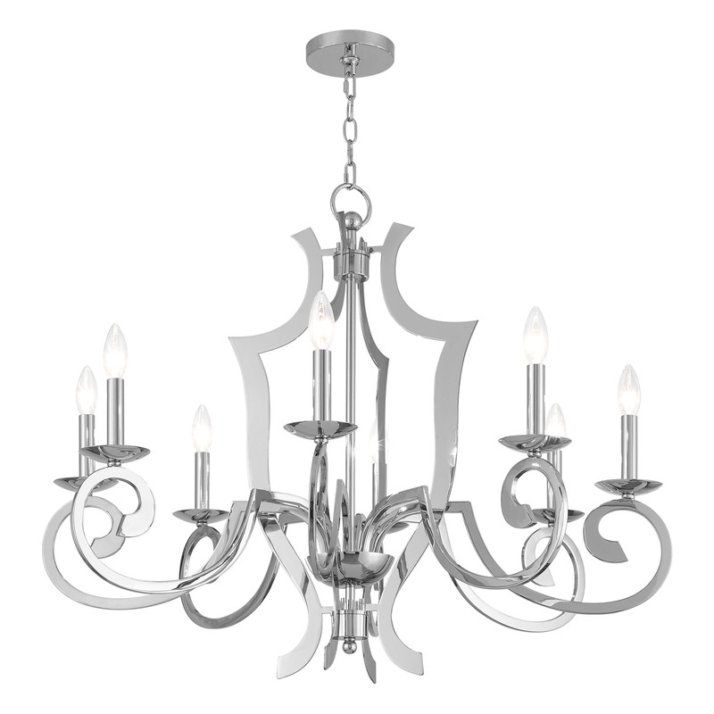 Beaumont Lane Contemporary 8 Light Chandelier in Polished Chrome