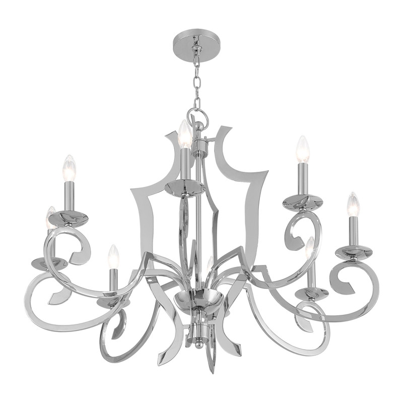 Beaumont Lane Contemporary 8 Light Chandelier in Polished Chrome