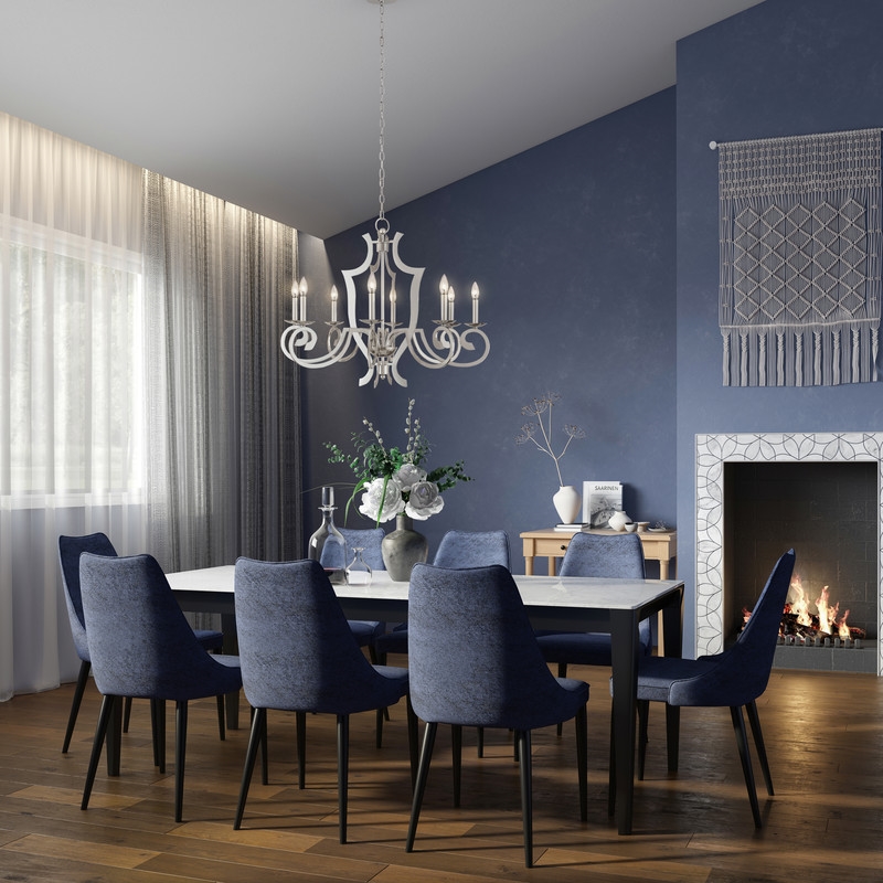 Beaumont Lane Contemporary 8 Light Chandelier in Polished Chrome