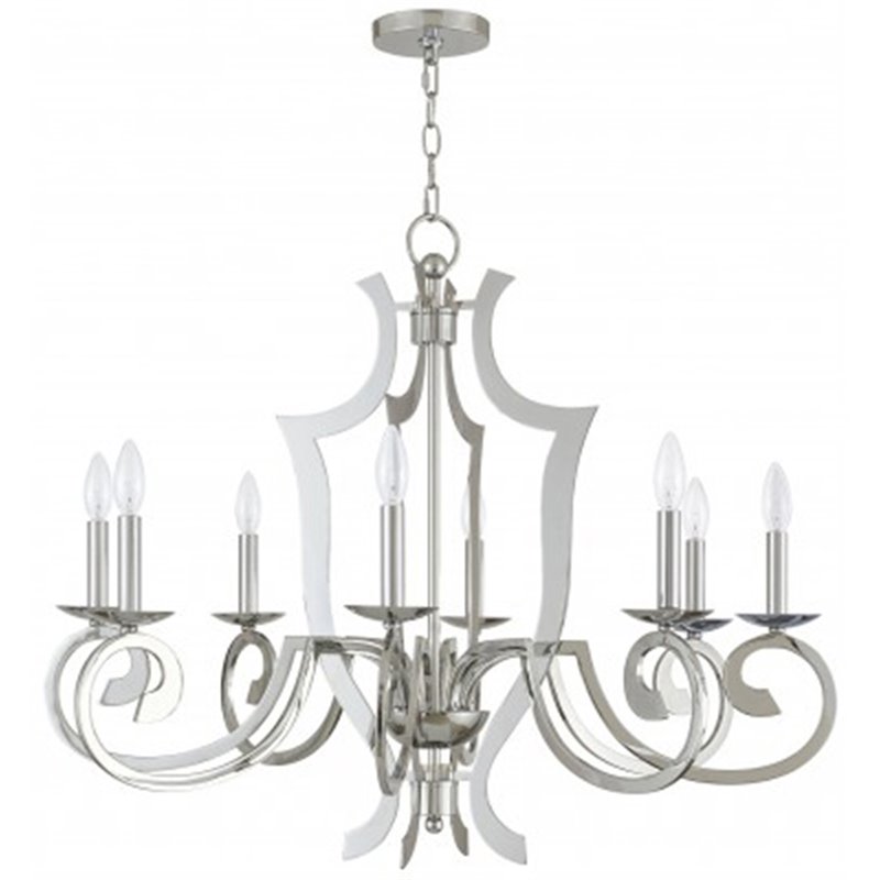 Beaumont Lane Contemporary 8 Light Chandelier in Polished Chrome