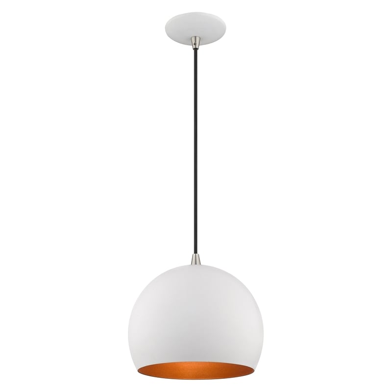 Beaumont Lane Modern 1-Light Metal Single Pendant with Shade in White