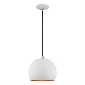 Beaumont Lane Modern 1-Light Metal Single Pendant with Shade in White