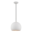 Beaumont Lane Modern 1-Light Metal Single Pendant with Shade in White
