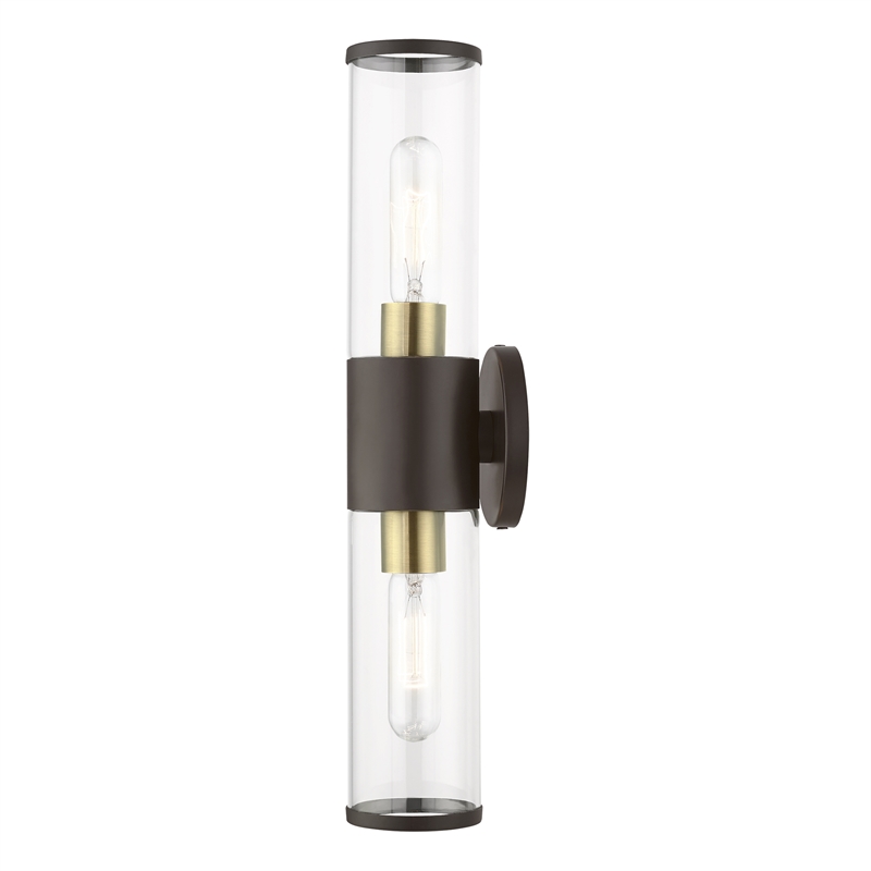 Beaumont Lane Contemporary 2-Light Metal & Glass ADA Vanity Sconce in Bronze