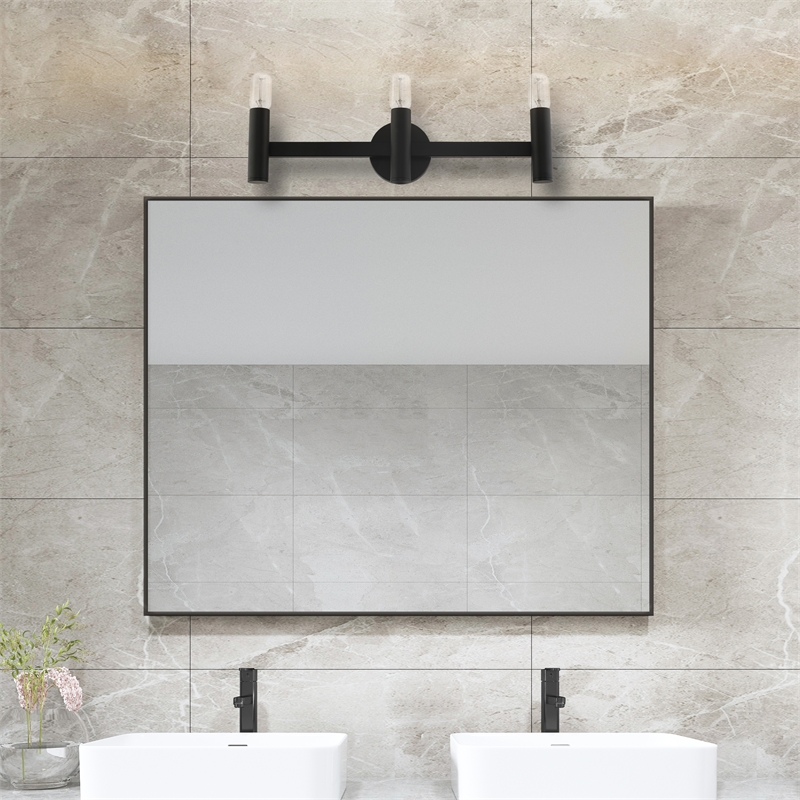 Beaumont Lane Mid-Century 3-Light Metal Bath Vanity Sconce in Black