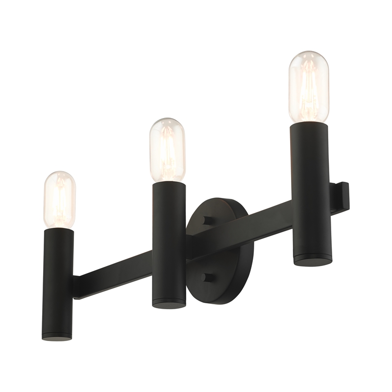 Beaumont Lane Mid-Century 3-Light Metal Bath Vanity Sconce in Black