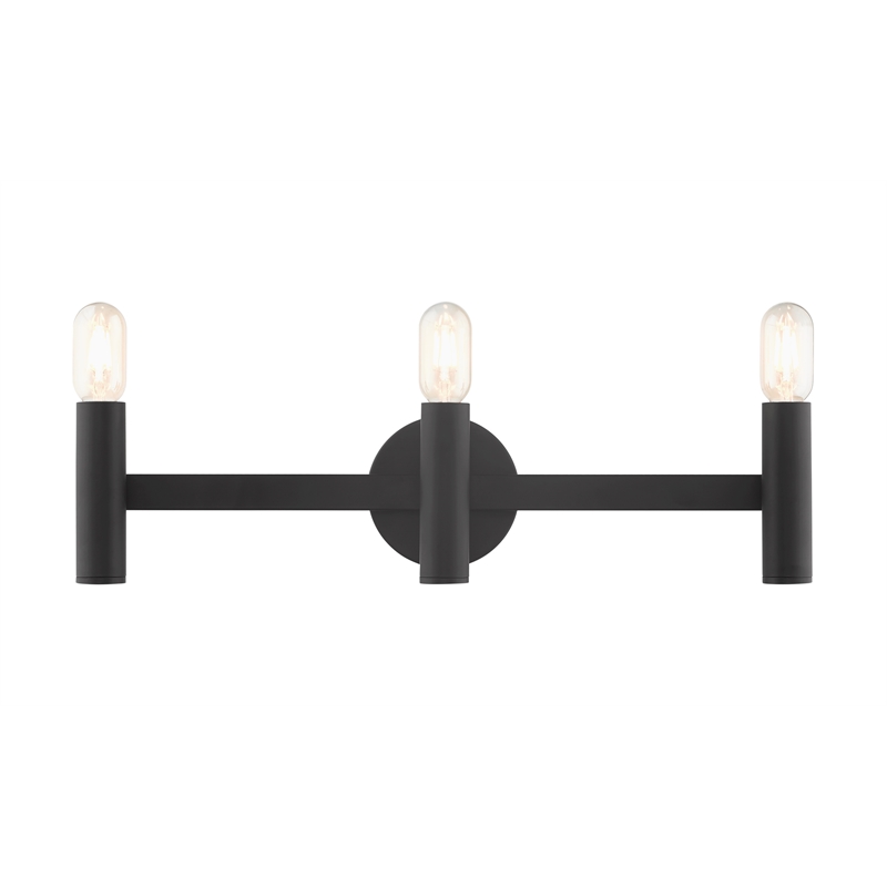 Beaumont Lane Mid-Century 3-Light Metal Bath Vanity Sconce in Black