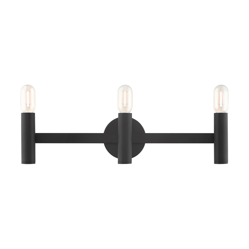 Beaumont Lane Mid-Century 3-Light Metal Bath Vanity Sconce in Black