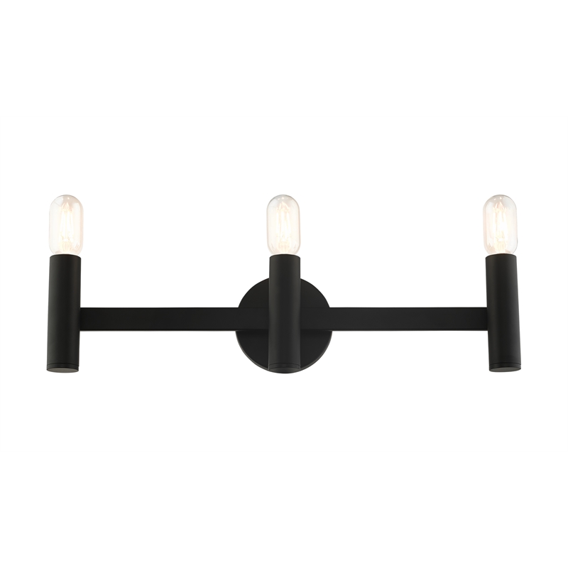 Beaumont Lane Mid-Century 3-Light Metal Bath Vanity Sconce in Black