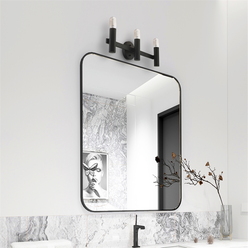 Beaumont Lane Mid-Century 3-Light Metal Bath Vanity Sconce in Black