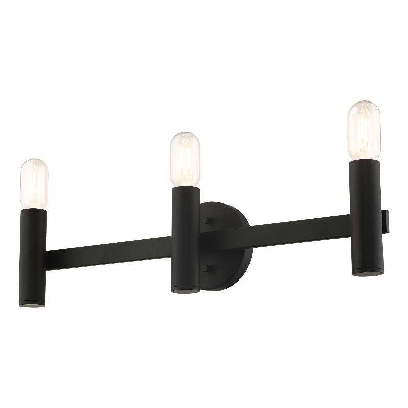 Beaumont Lane Mid-Century 3-Light Metal Bath Vanity Sconce in Black