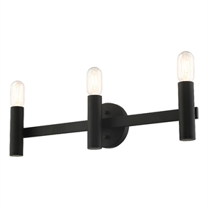 Beaumont Lane Mid-Century 3-Light Metal Bath Vanity Sconce in Black
