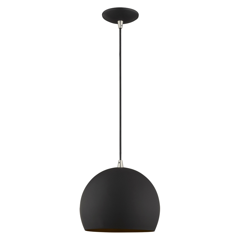 Beaumont Lane Modern 1-Light Metal Single Pendant with Shade in Black