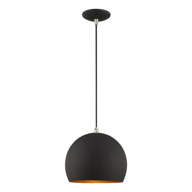Beaumont Lane Modern 1-Light Metal Single Pendant with Shade in Black