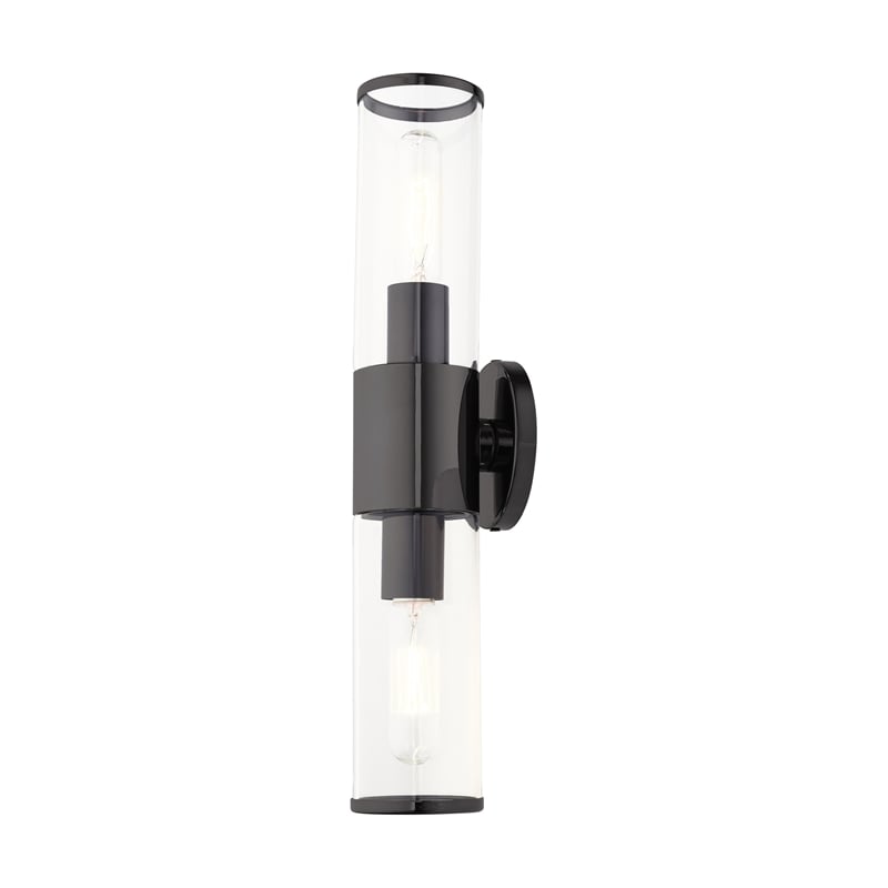 Beaumont Lane 2-Light Metal & Glass ADA Vanity Sconce in Black Chrome