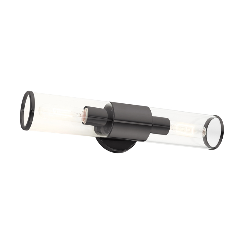 Beaumont Lane 2-Light Metal & Glass ADA Vanity Sconce in Black Chrome
