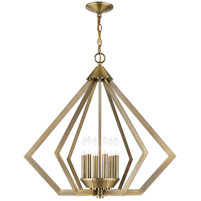 Beaumont Lane Contemporary 6 Light Chandelier in Antique Brass