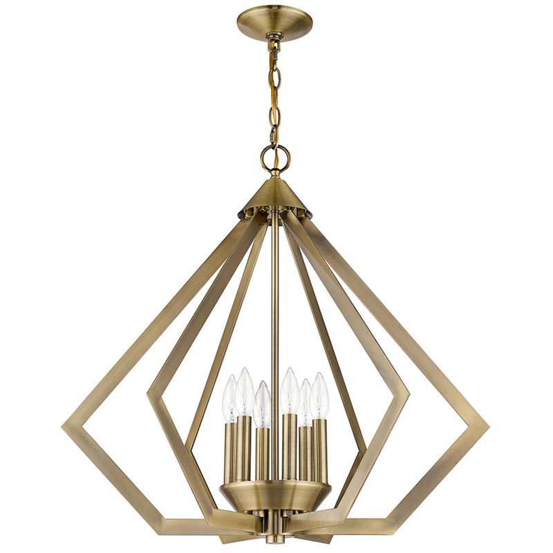 Beaumont Lane Contemporary 6 Light Chandelier in Antique Brass