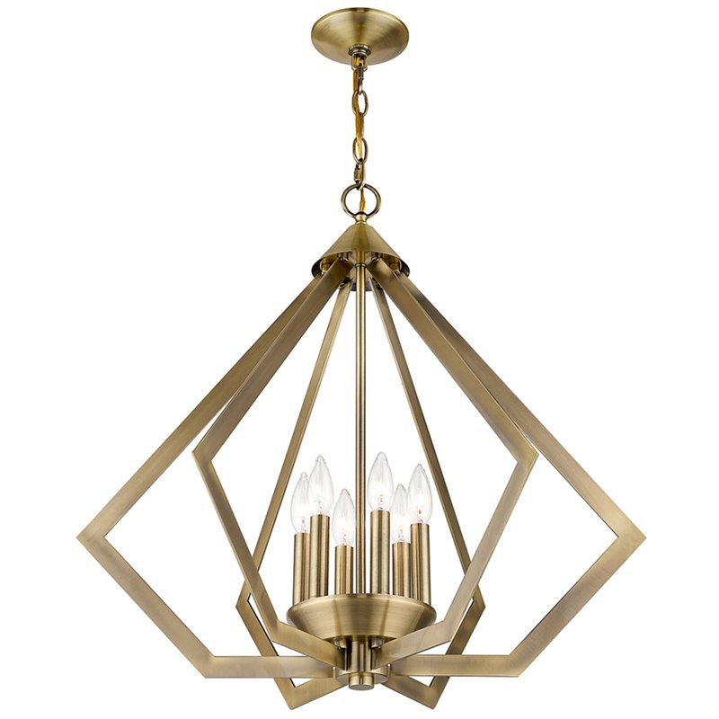 Beaumont Lane Contemporary 6 Light Chandelier in Antique Brass