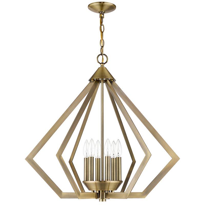 Beaumont Lane Contemporary 6 Light Chandelier in Antique Brass