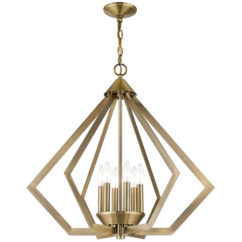 Beaumont Lane Contemporary 6 Light Chandelier in Antique Brass