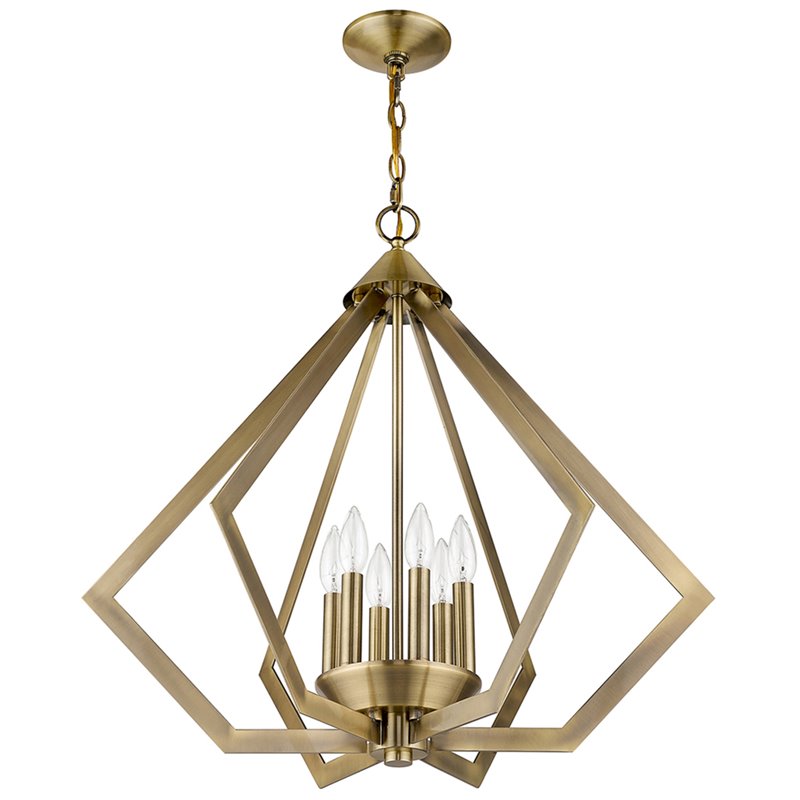 Beaumont Lane Contemporary 6 Light Chandelier in Antique Brass