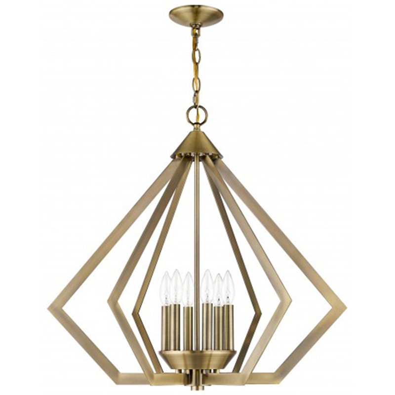 Beaumont Lane Contemporary 6 Light Chandelier in Antique Brass