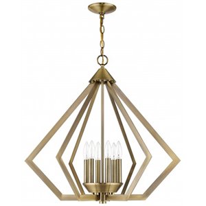 Beaumont Lane Contemporary 6 Light Chandelier in Antique Brass