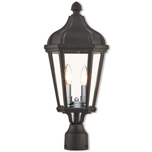Beaumont Lane Contemporary 2 Light Outdoor Post Lantern in Textured Black