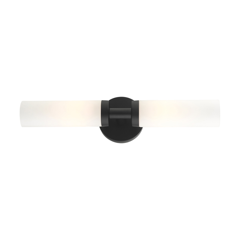 Beaumont Lane Contemporary 2-Light Glass & Metal ADA Vanity Sconce in Black