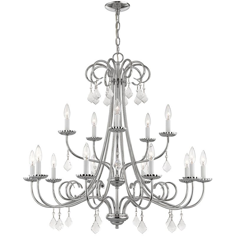 Beaumont Lane Contemporary 15 Light Foyer Chandelier in Polished Chrome