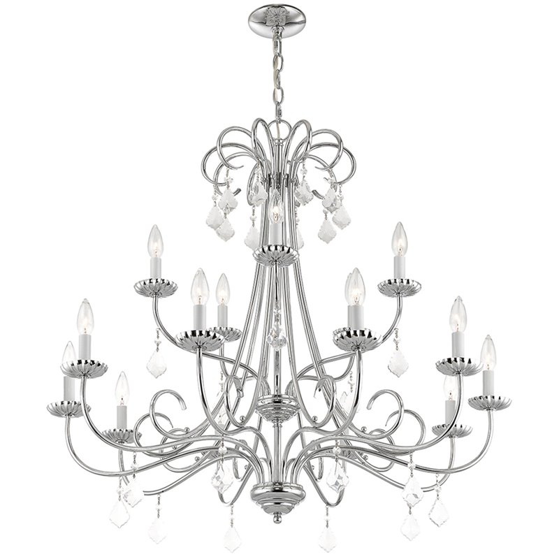 Beaumont Lane Contemporary 15 Light Foyer Chandelier in Polished Chrome