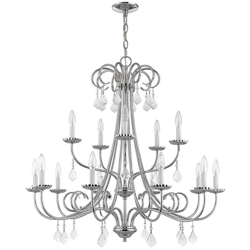 Beaumont Lane Contemporary 15 Light Foyer Chandelier in Polished Chrome