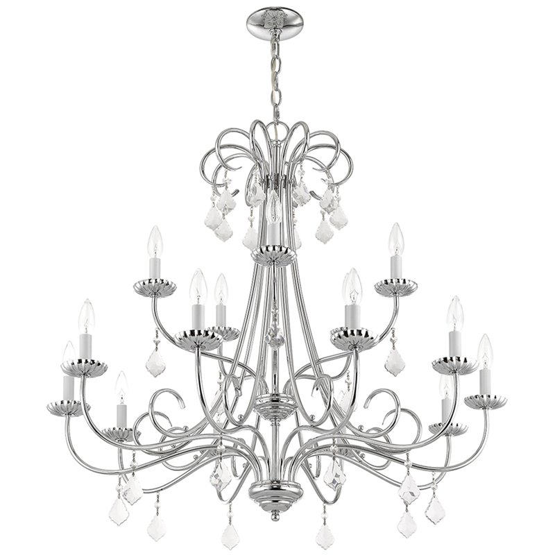 Beaumont Lane Contemporary 15 Light Foyer Chandelier in Polished Chrome