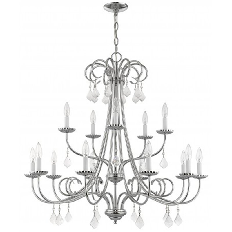 Beaumont Lane Contemporary 15 Light Foyer Chandelier in Polished Chrome