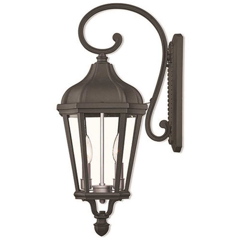 Beaumont Lane Contemporary 2 Light Outdoor Wall Lantern in Textured Black