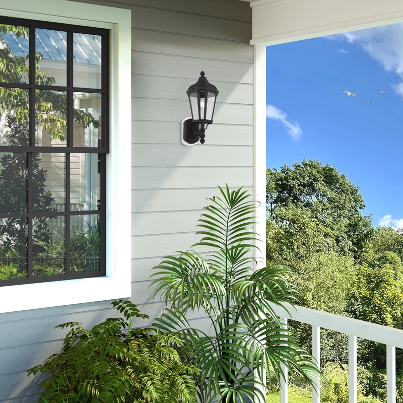 Beaumont Lane Contemporary Outdoor Wall Lantern in Textured Black