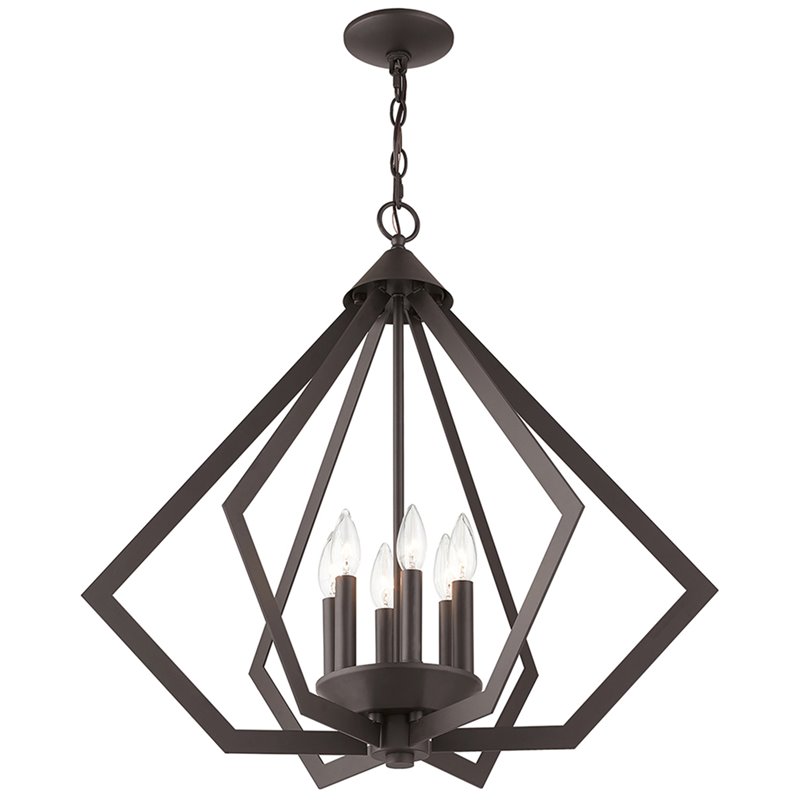 Beaumont Lane Contemporary Steel 6 Light Chandelier in Bronze