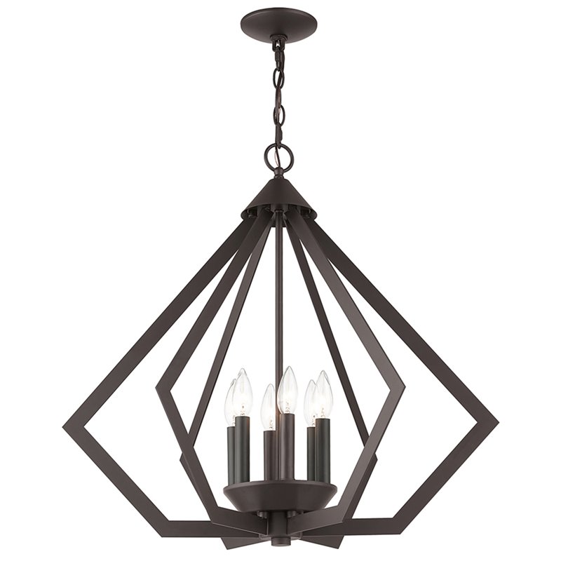 Beaumont Lane Contemporary Steel 6 Light Chandelier in Bronze