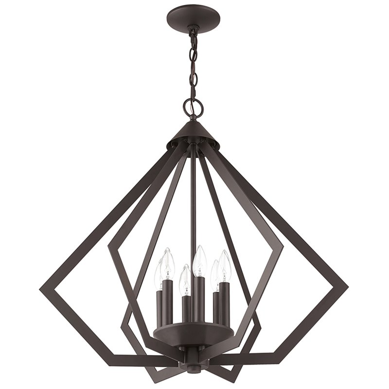Beaumont Lane Contemporary Steel 6 Light Chandelier in Bronze