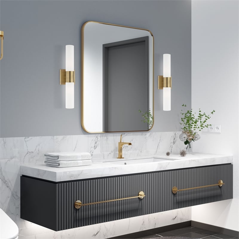 Beaumont Lane 2-Light Twist Lock Metal Vanity Lighting in Antique Brass