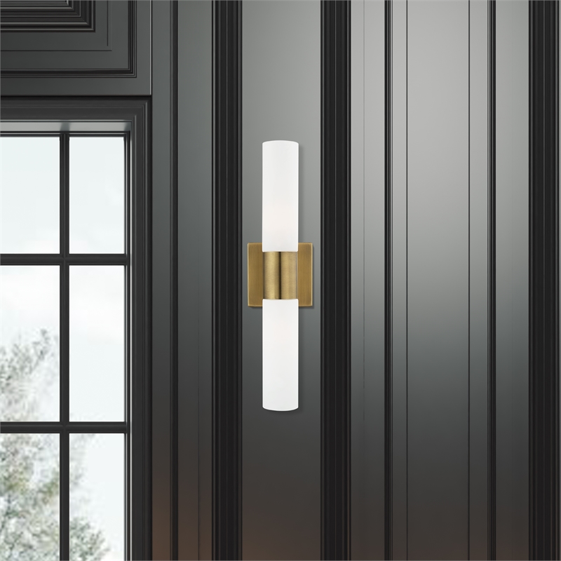 Beaumont Lane 2-Light Twist Lock Metal Vanity Lighting in Antique Brass